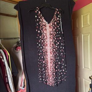 Maurices Black and Pink Floral Maxi Dress